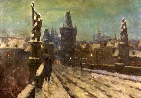 Painting Winter on the Charles bridge